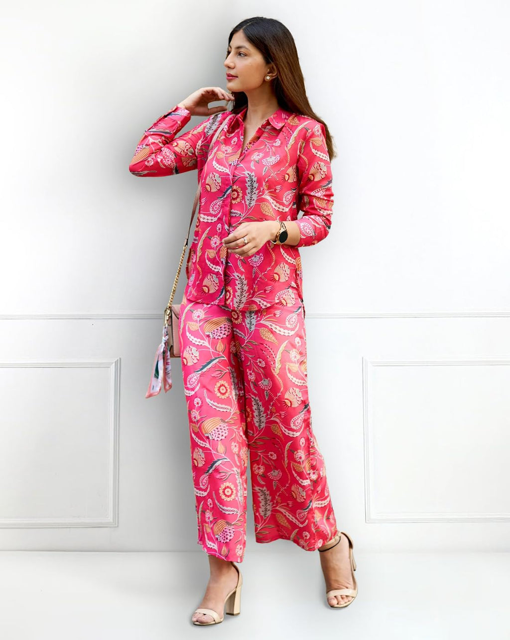 Noble Monk Women Full Sleeve Cord Set | Floral Print Top And Bottom Set For Women