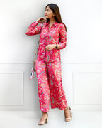 Noble Monk Women Full Sleeve Cord Set | Floral Print Top And Bottom Set For Women