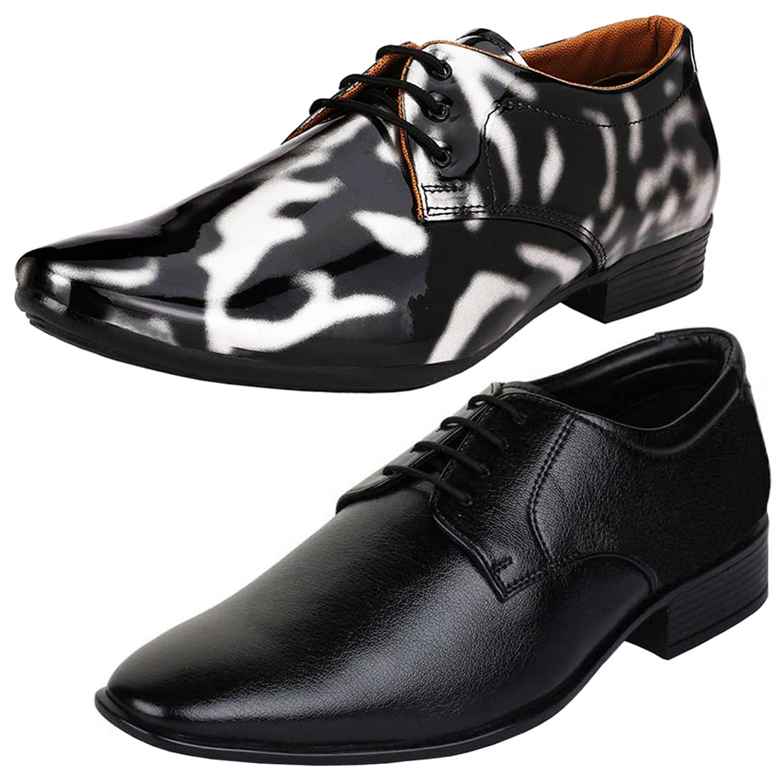 Relaxed Trendy Formal Shoes/Party Shoes/ 2 Shoes Combo with Free Belt for Men and Boys (BAZAAR8672_VTR01BlkSlvr301Blk) Multi 7
