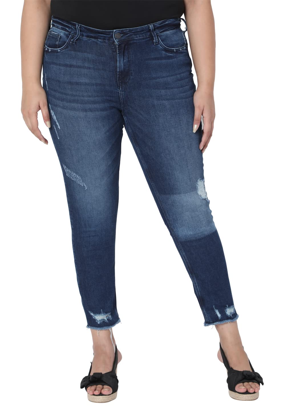 Vero Moda Curve WomenS Skinny Jeans (10263616-Dark Blue_Dark