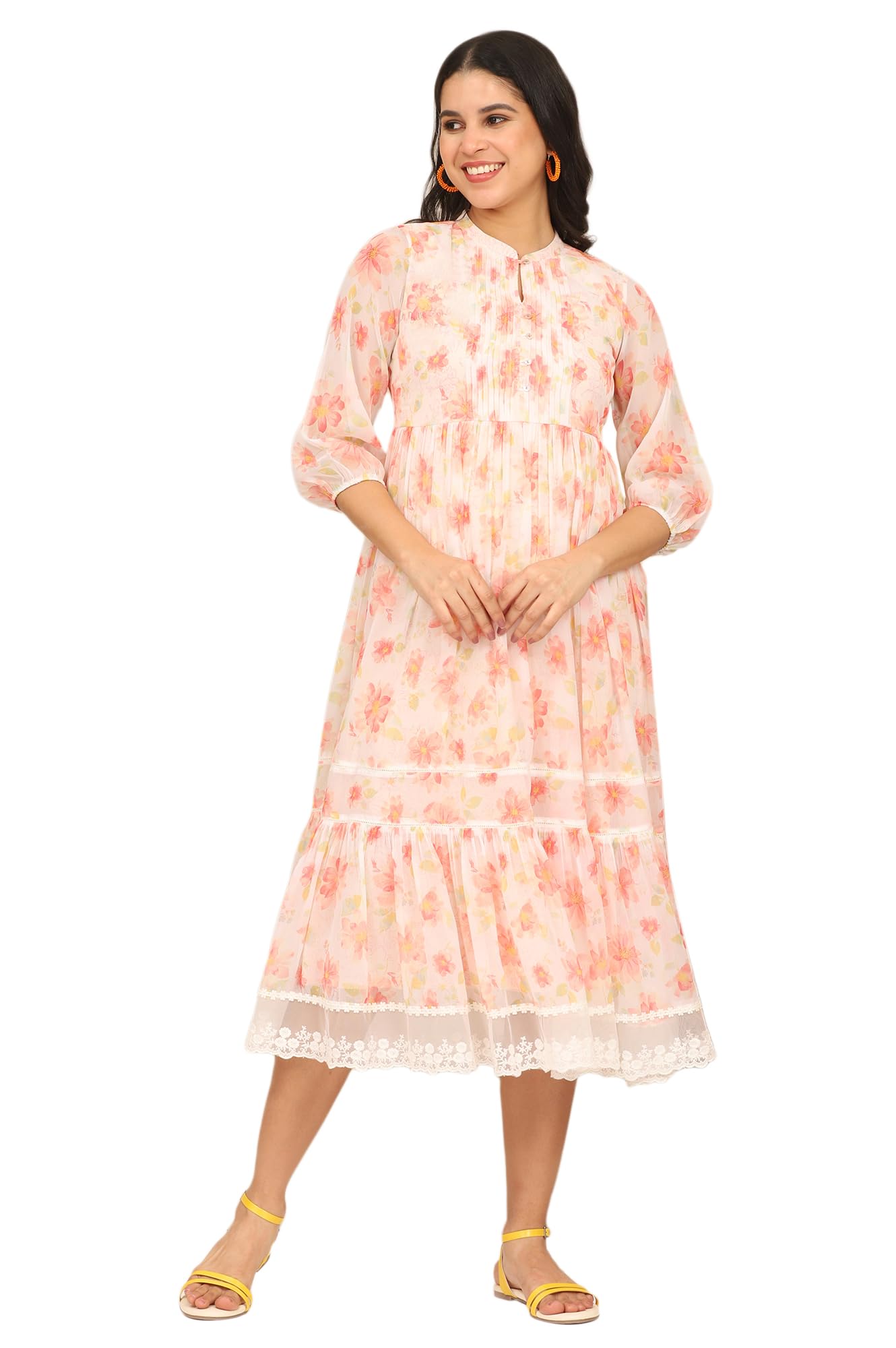 Aurelia Womens Orange Digital Floral Printed Tiered Chiffon Dress (Size: XS)-A15691-509221