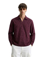 The Indian Garage Co Mens Relaxed Fit Textured Resort Collar Long Sleeves Resort Sweater