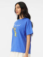 The Souled Store Inside Out: Joy Women and Girls Short Sleeves Round Neck Blue Graphic Printed Cotton Oversized T-Shirts