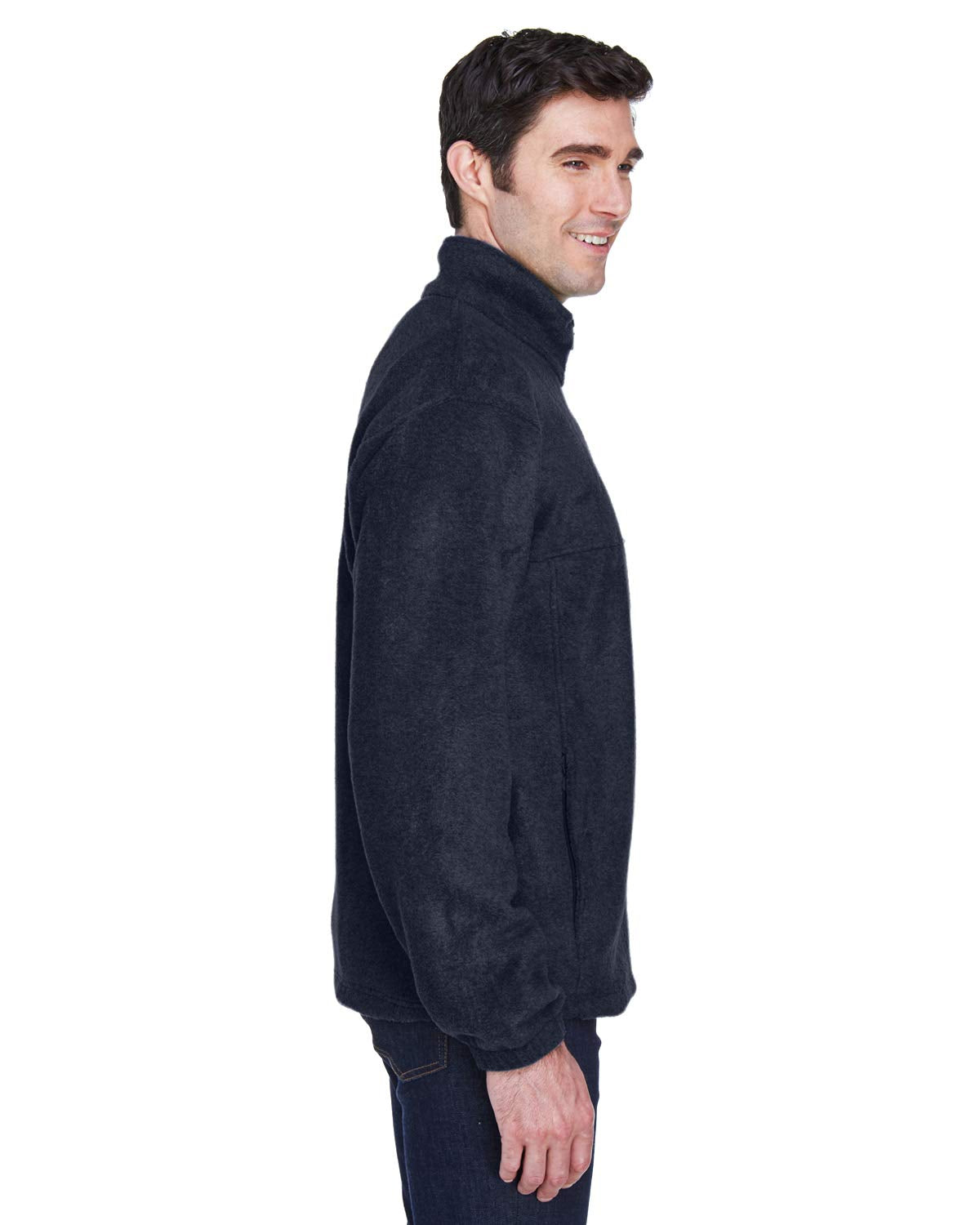 Mens 8 oz Full-Zip Fleece - BLAcK - 5XL(D0102H7NB98)