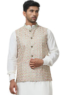 Jompers Mens Embroidered With Sequin Silk Blend Nehru Jacket