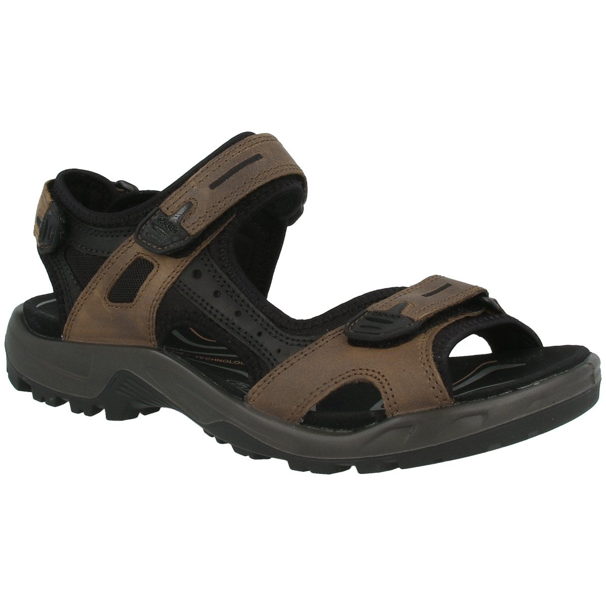 ECCO Men's Yucatan Sport Sandal, Bison/Black/Black Oil Nubuck, 7-7. 5