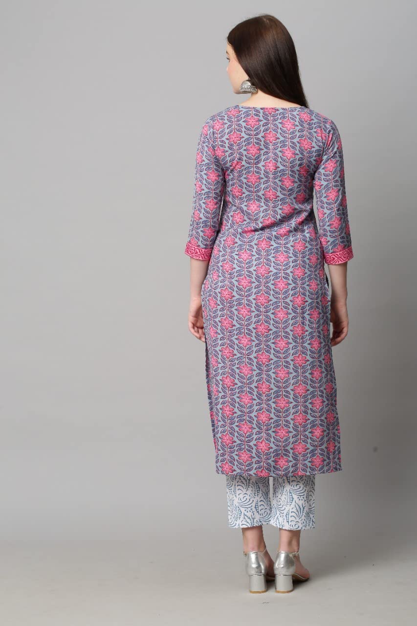 Anni Designer Women'S Cotton Straight?Kurta With Palazzo (Kur104)