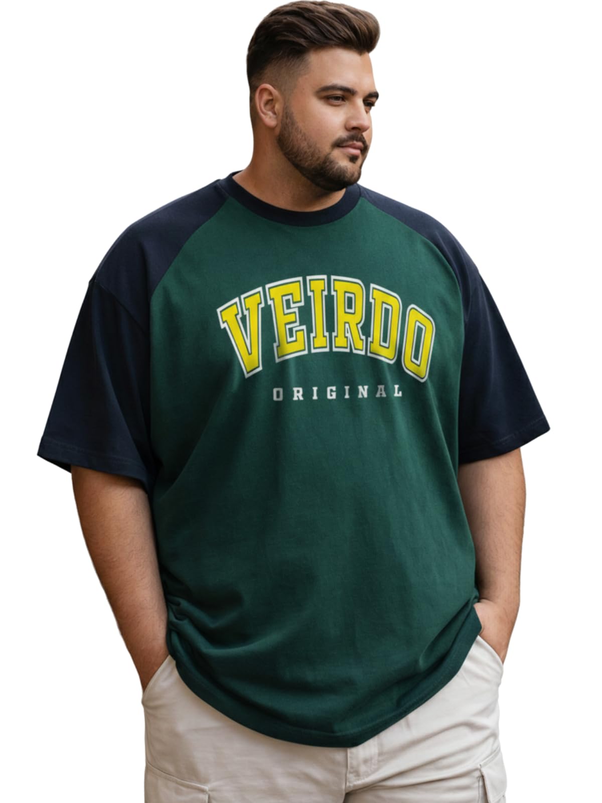 Veirdo MenS Cotton Half Sleeve Plus Size Graphic TShirts With Raglan Design, Stylish Comfortable & Durable Tees, Available In 2 5