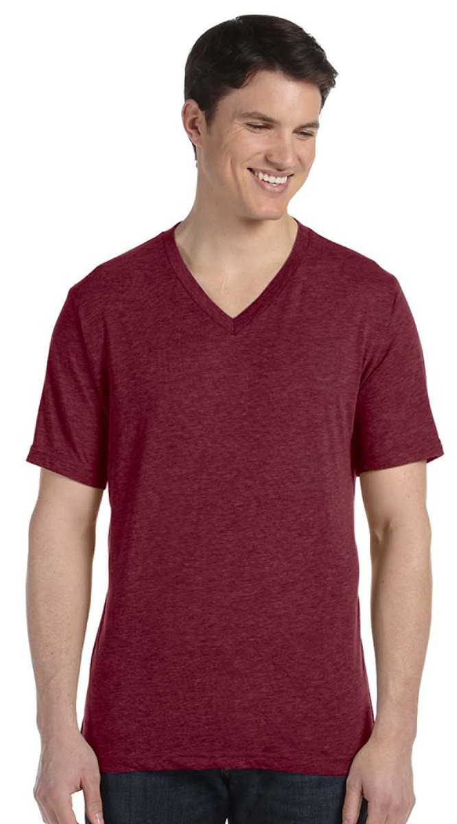 Unisex Triblend V-Neck T-Shirt - BLUE TRIBLEND - S(D0102H7W79X)