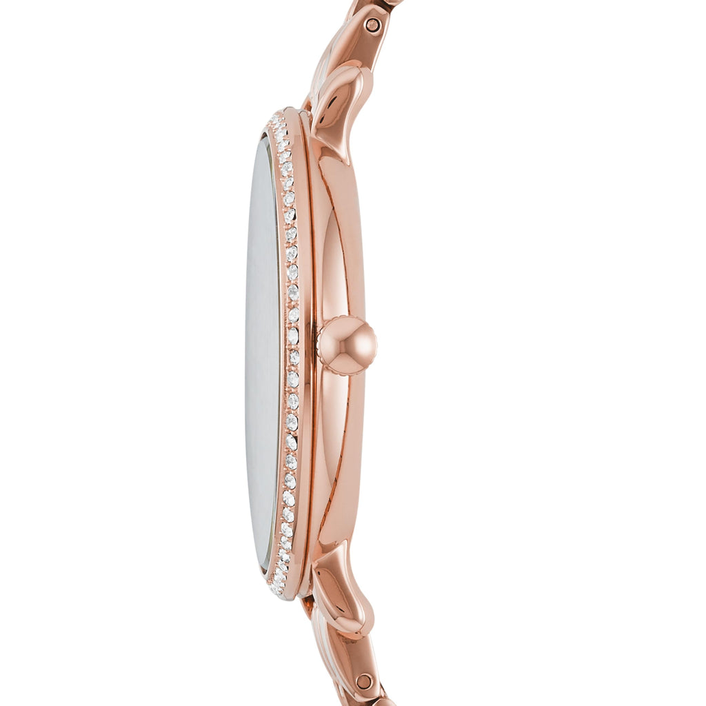 Fossil Women's Jacqueline Quartz Stainless Steel Three-Hand Watch, Color: Rose Gold Glitz (Model: ES3546)