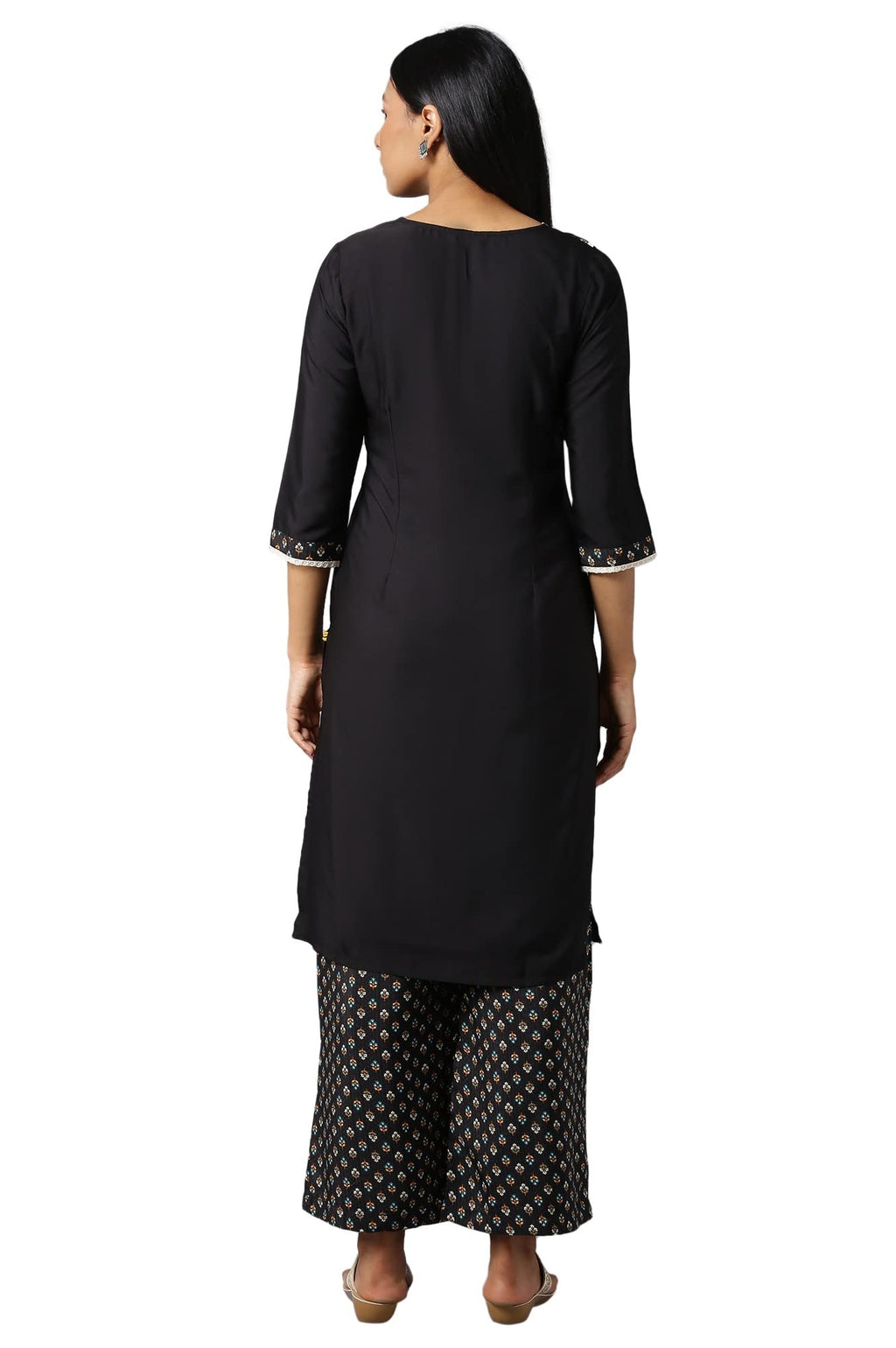 Aurelia Women Solid Crepe Kurta Set With Palazzos