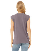 Ladies Flowy Muscle T-Shirt with Rolled cuff - DARK gRY HEATHER - S(D0102H7WH3J)