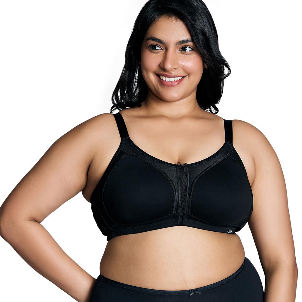 Nykd By Nykaa WomenS Full Support M-Frame Heavy Bust Everyday Cotton Bra | Non-Padded | Wireless | Full Coverage| Bra, Nyb101, B