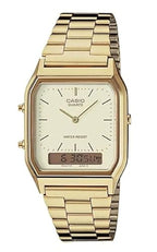 Casio AQ230GA-9D Men's Analog Digital Dual Time Gold Tone Metal Band Watch