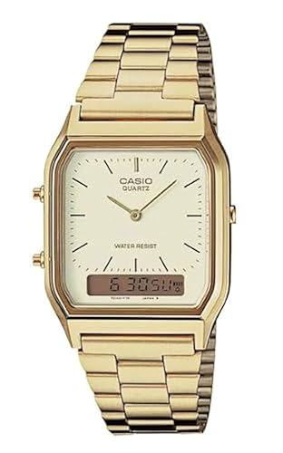 Casio AQ230GA-9D Men's Analog Digital Dual Time Gold Tone Metal Band Watch