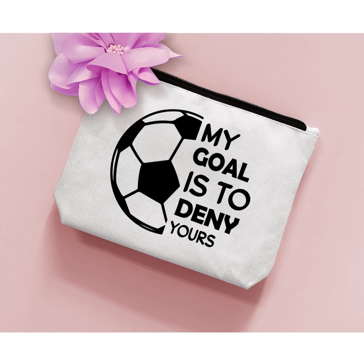 BiuNiuring Soccer Goalkeeper Gifts for Women, Girls Soccer Bag, Soccer Gift for Soccer Lover, Soccer Makeup Bag, My Goal Is to D