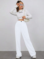 Toochki Trouser for Women | High Waist Trousers for Womens | Summer Track Pants | Casual Lycra Pant | White