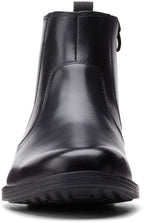 Clarks Men's Whiddon Zip Waterproof Ankle Boot, Black Leather, 10