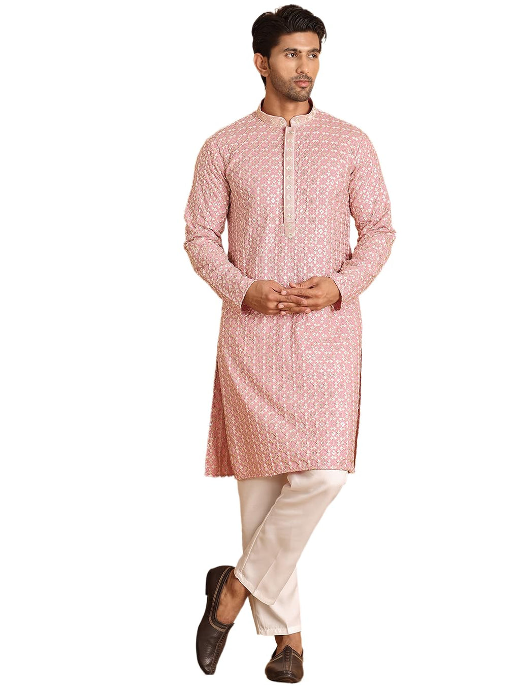 Jompers Mens Embroidered Viscose Kurta Set