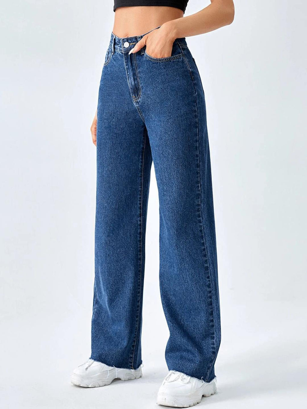 KOTTY Womens High Rise Cotton Lycra Blend Ankle Length Relaxed Fit Jeans