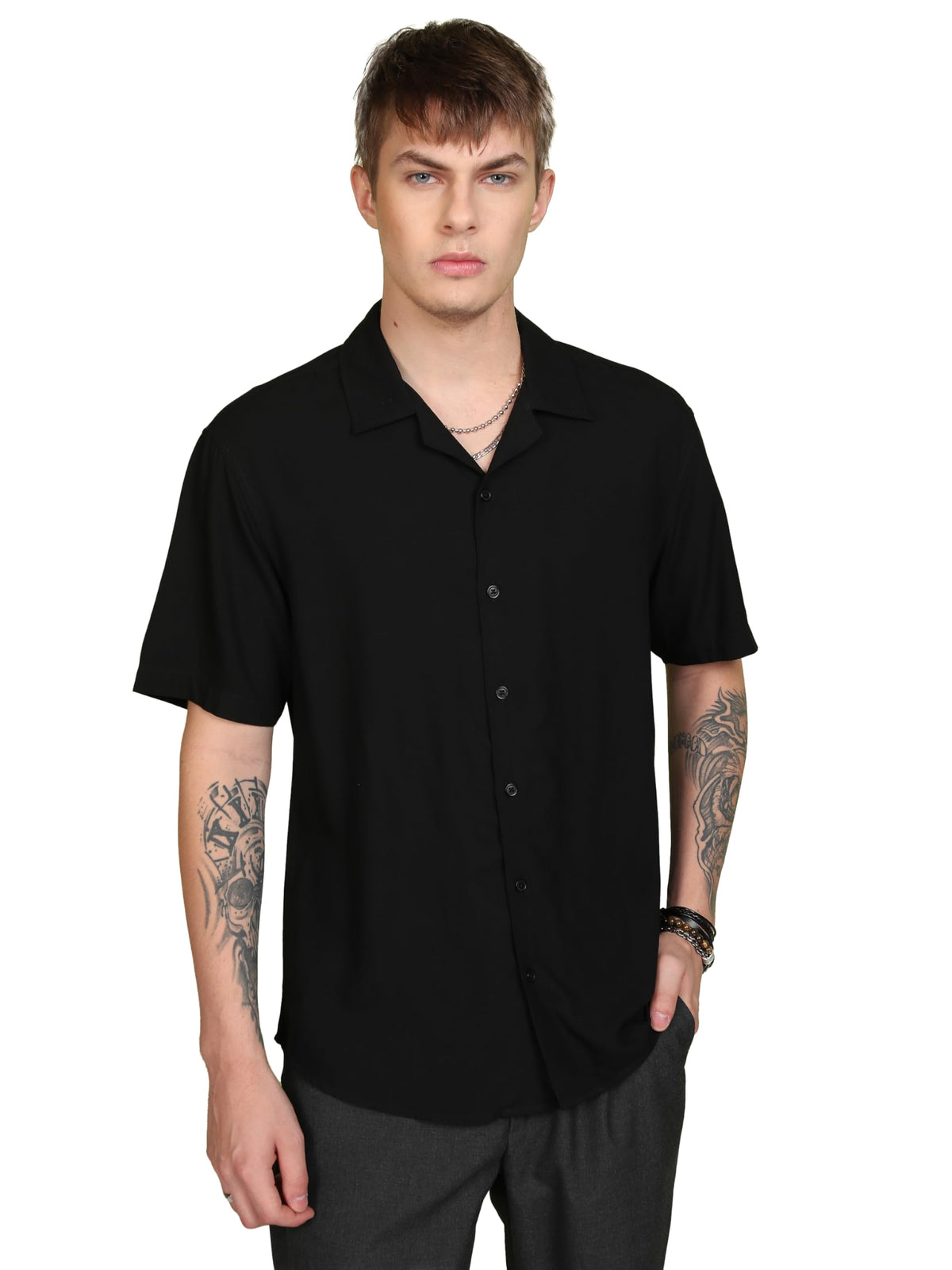 Ketch Men Relaxed Fit Half Sleeve Shirt Khsh001812 Black S