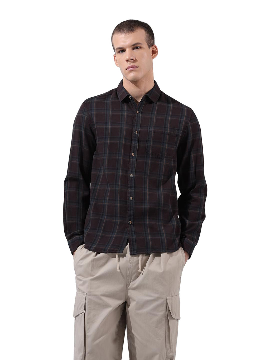 The Indian Garage Co Mens Slim Fit Checkered Shirt