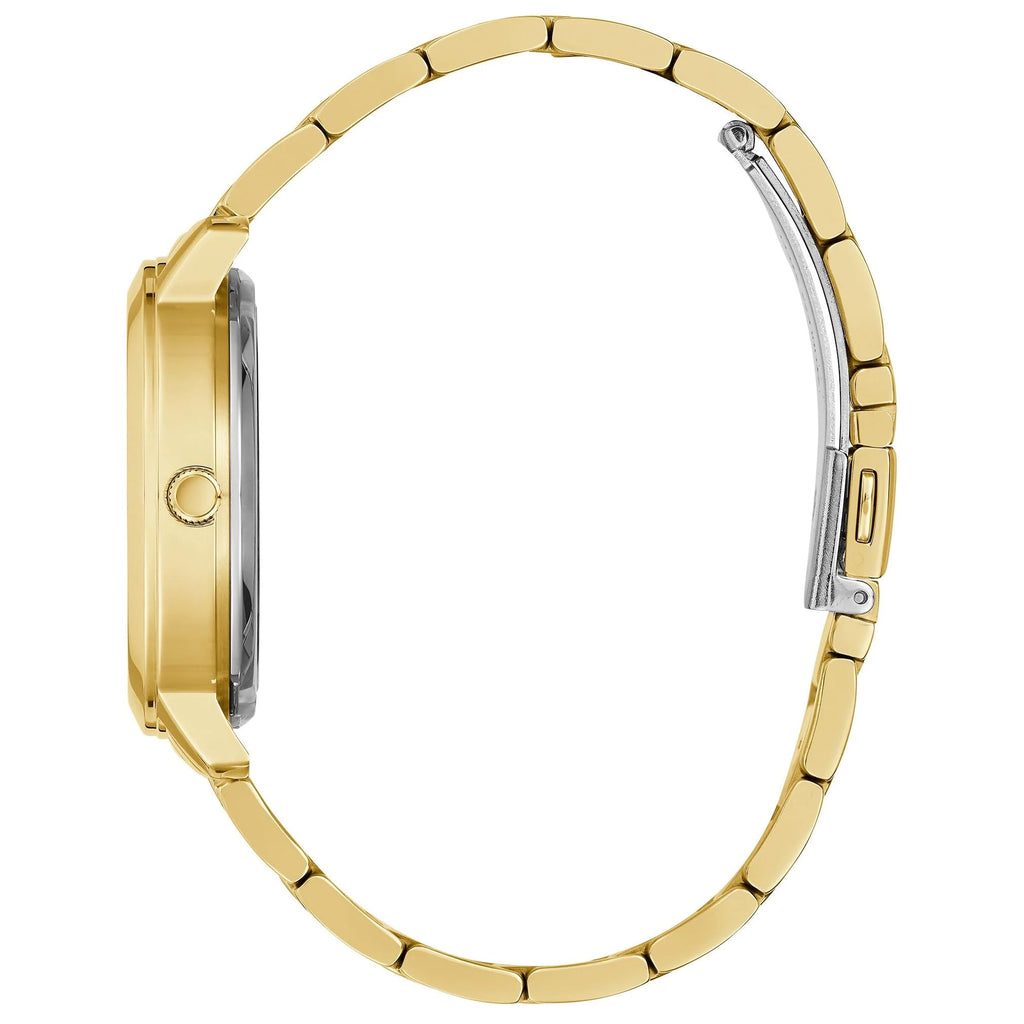GUESS Ladies Trend Clear 36mm Watch - Glitz Dial with Gold-Tone Stainless Steel Case & Bracelet