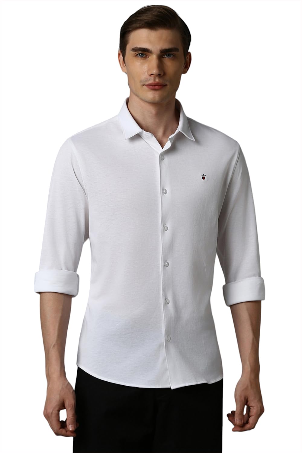 Louis Philippe Men White Smart Fit Solid Full Sleeves Casual Shirt