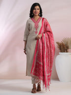 ANNI DESIGNER Women s Rayon Blend Kurta with Trousers and Dupatta, Pink, 44