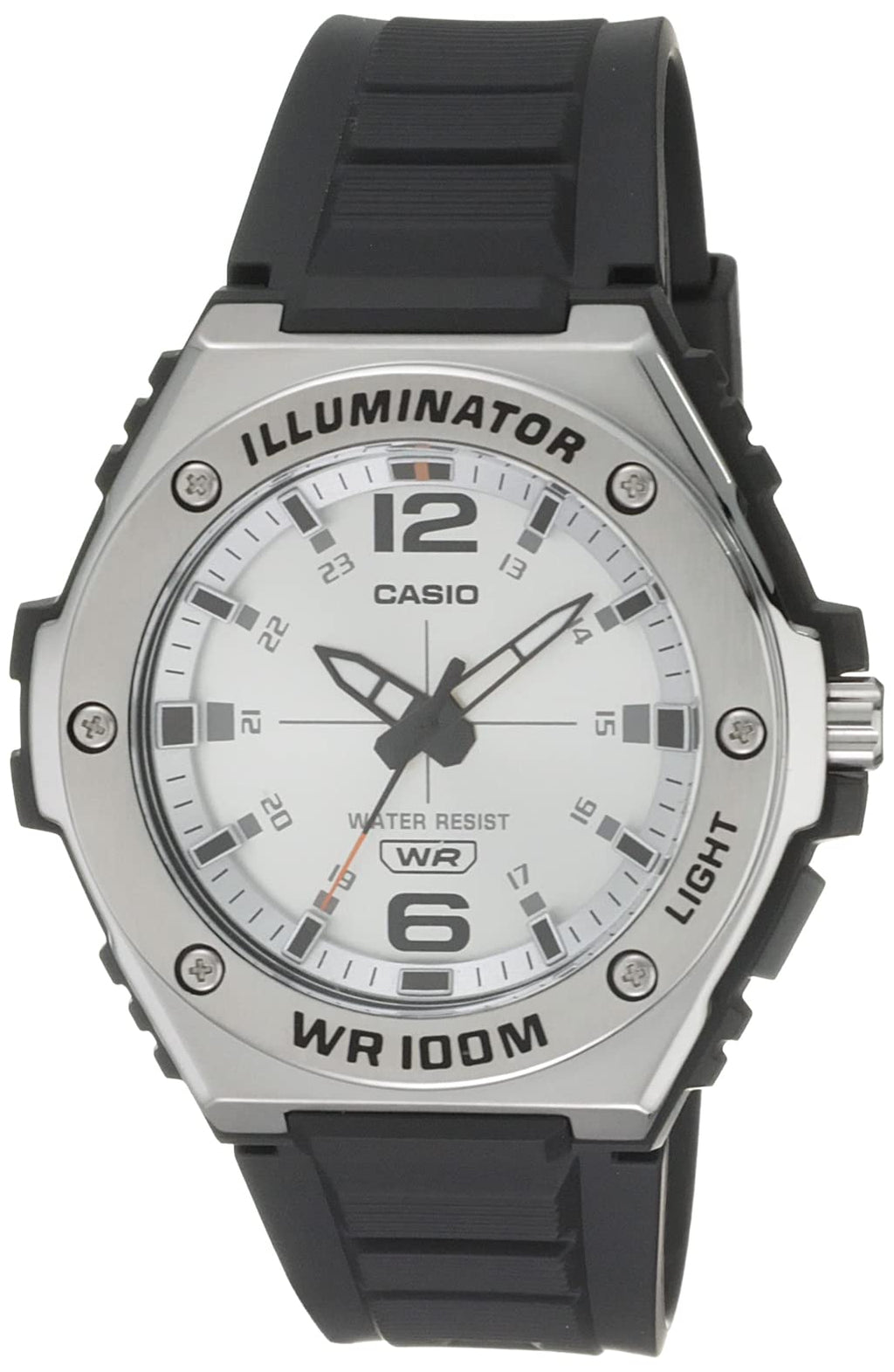 Casio Illuminator Metal Bezel Heavy Duty Resin Band Black Dial (Model: MWA100H-7AV)