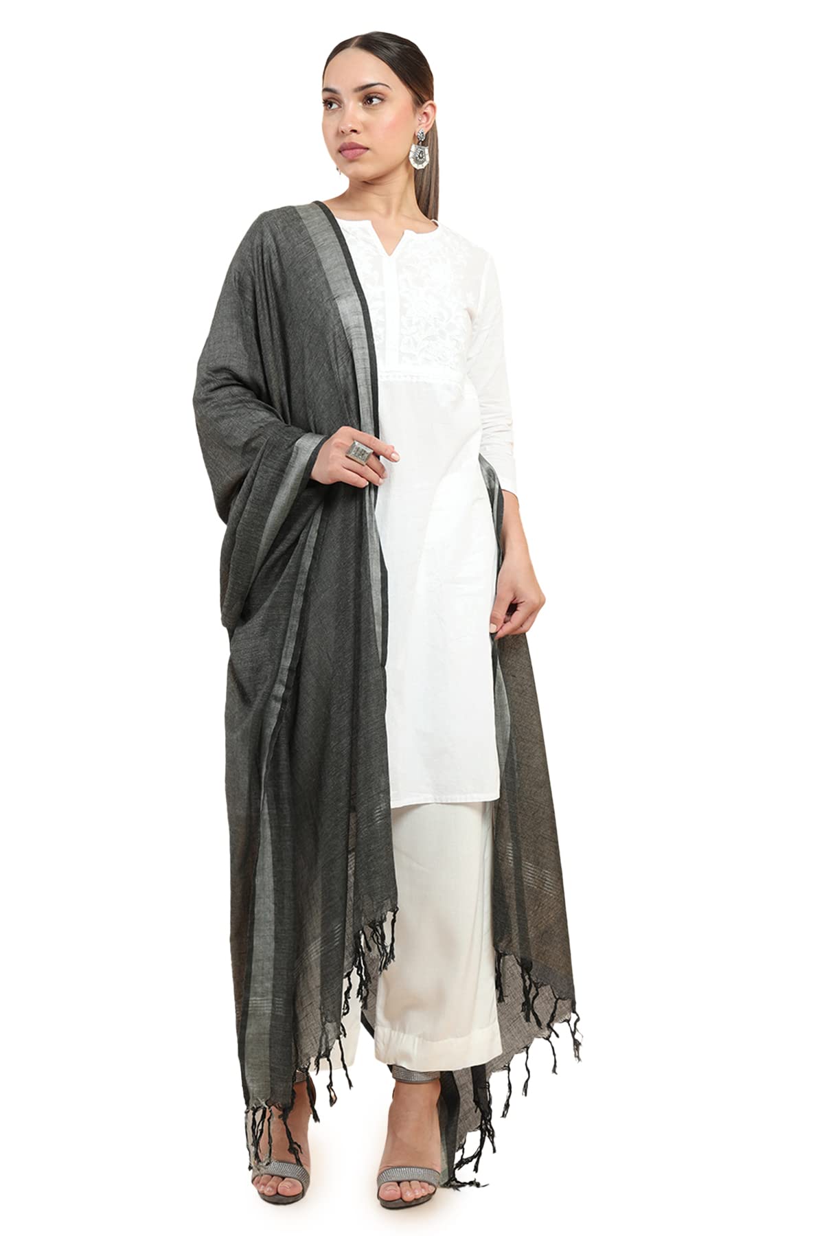 Soch Women Cotton Blend Solid Dupatta