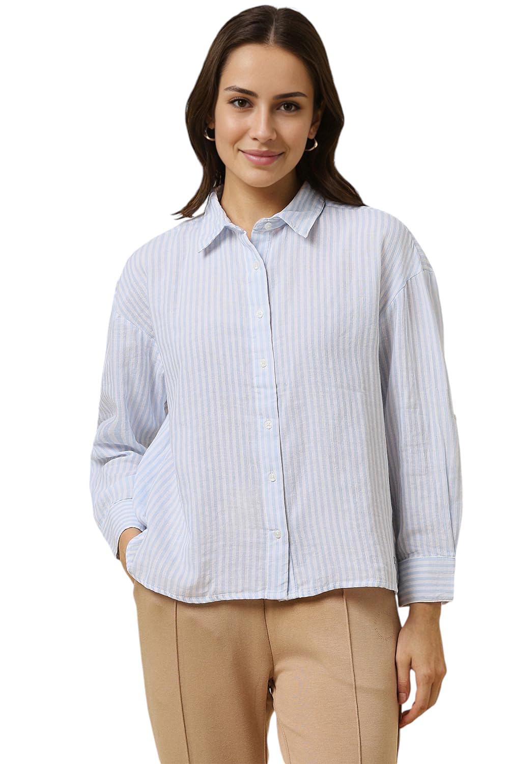 Allen Solly Women Regular Fit Casual Cotton Full Sleeve Stretch T-Shirt