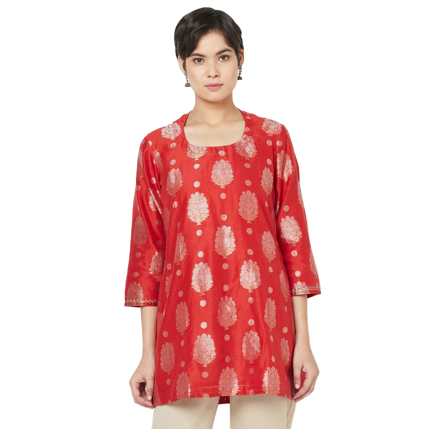 Fabindia Women'S Solids Regular Tunic_Red S