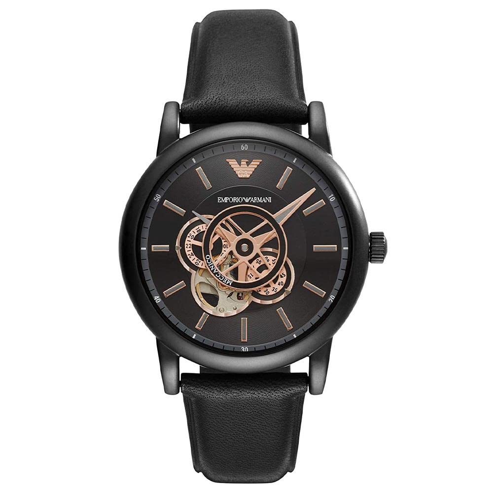 Emporio Armani Men's Automatic Black Leather Watch (Model: AR60012)