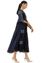 Soch Women Navy Blue Cotton Embroidery Dress Kurta