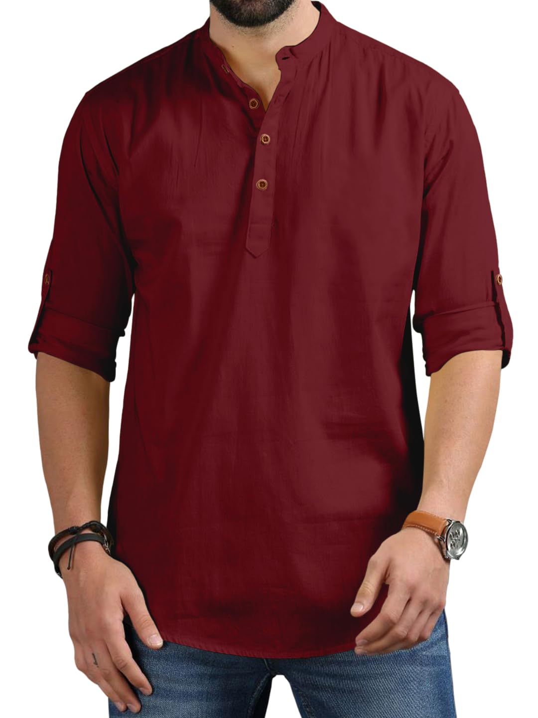 Royalscout MenS Cotton Polyester Blend Regular Fit Full Sleeve Kurta Perfect For Special Occasions, Family Events, Or Daily Eth