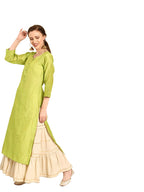 Varanga Women Olive Green Solid Straight Kurta