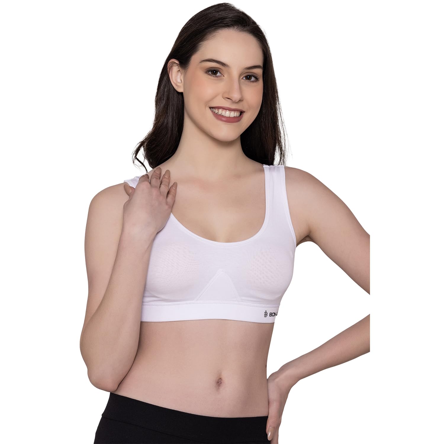 Bonjour Womens Wirefree Sports Bra|| Non Padded Cotton Full Coverage Bra for Gym, Workout,Yoga||Antimicrobial & Anti Bacterial