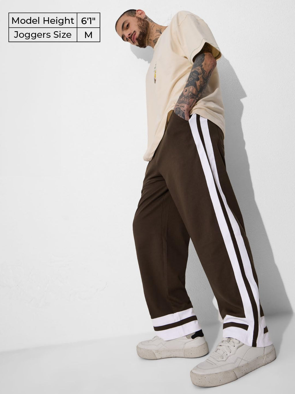 The Souled Store Official Korean Joggers : Sepia Mens and Boys Korean Fit Cotton Blend Solid Korean Joggers