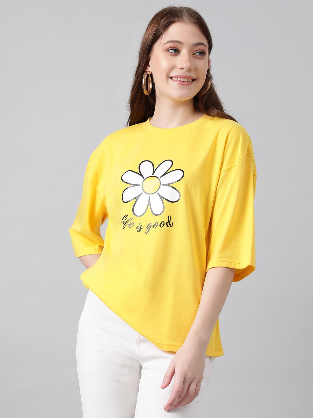 KOTTY Womens Cotton Blend Printed Oversized T-Shirts