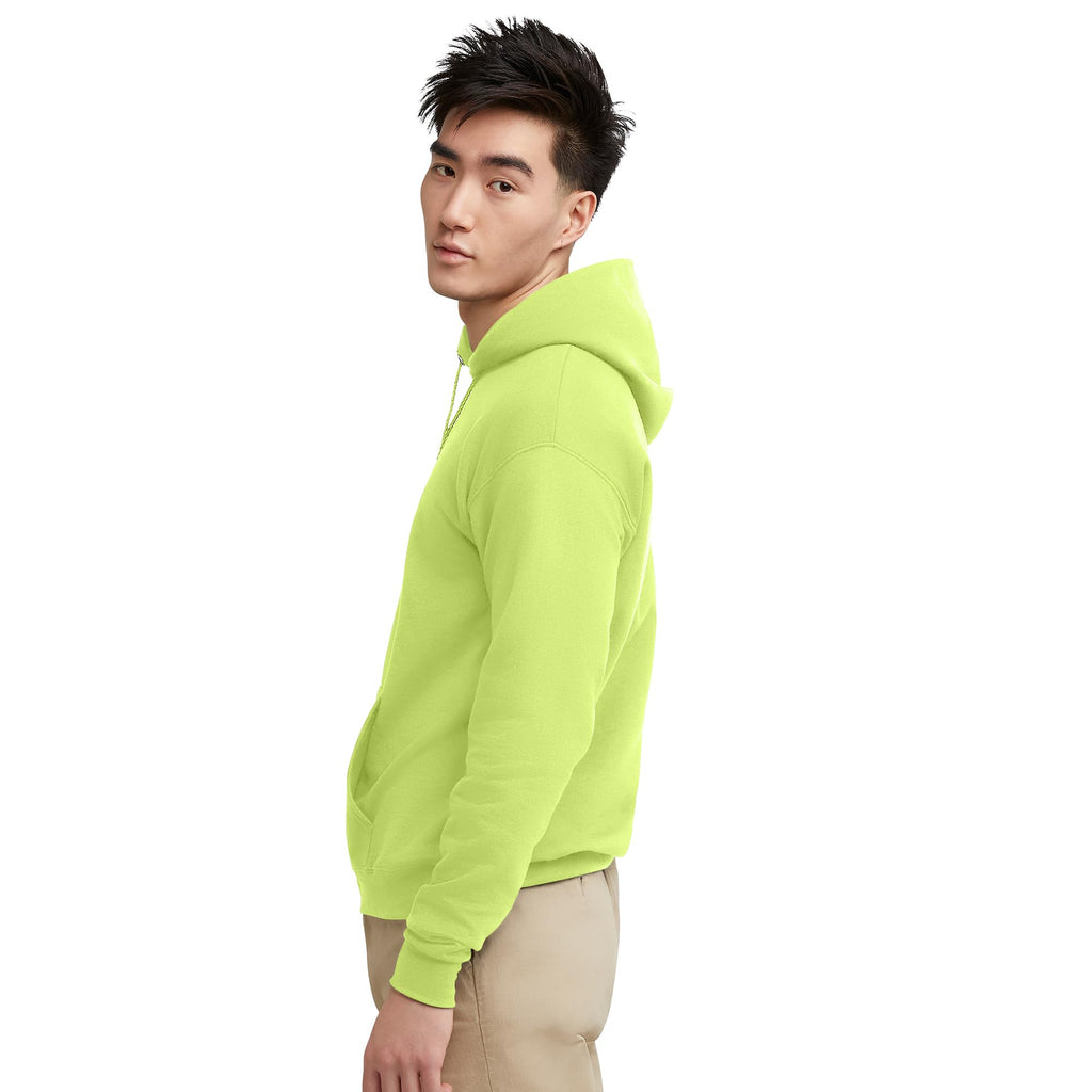 Hanes Men's Pullover EcoSmart Hooded Sweatshirt, safety green, 3XL