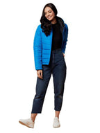 Kotty Blue Solid Nylon Women Winter Padded Jacket (Blue-L)