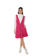 Miss Chase Polyester Pinafore Dress With Zipper Detail And Side Pockets (Mcaw25D16-95-122-06, Pink, Xl)