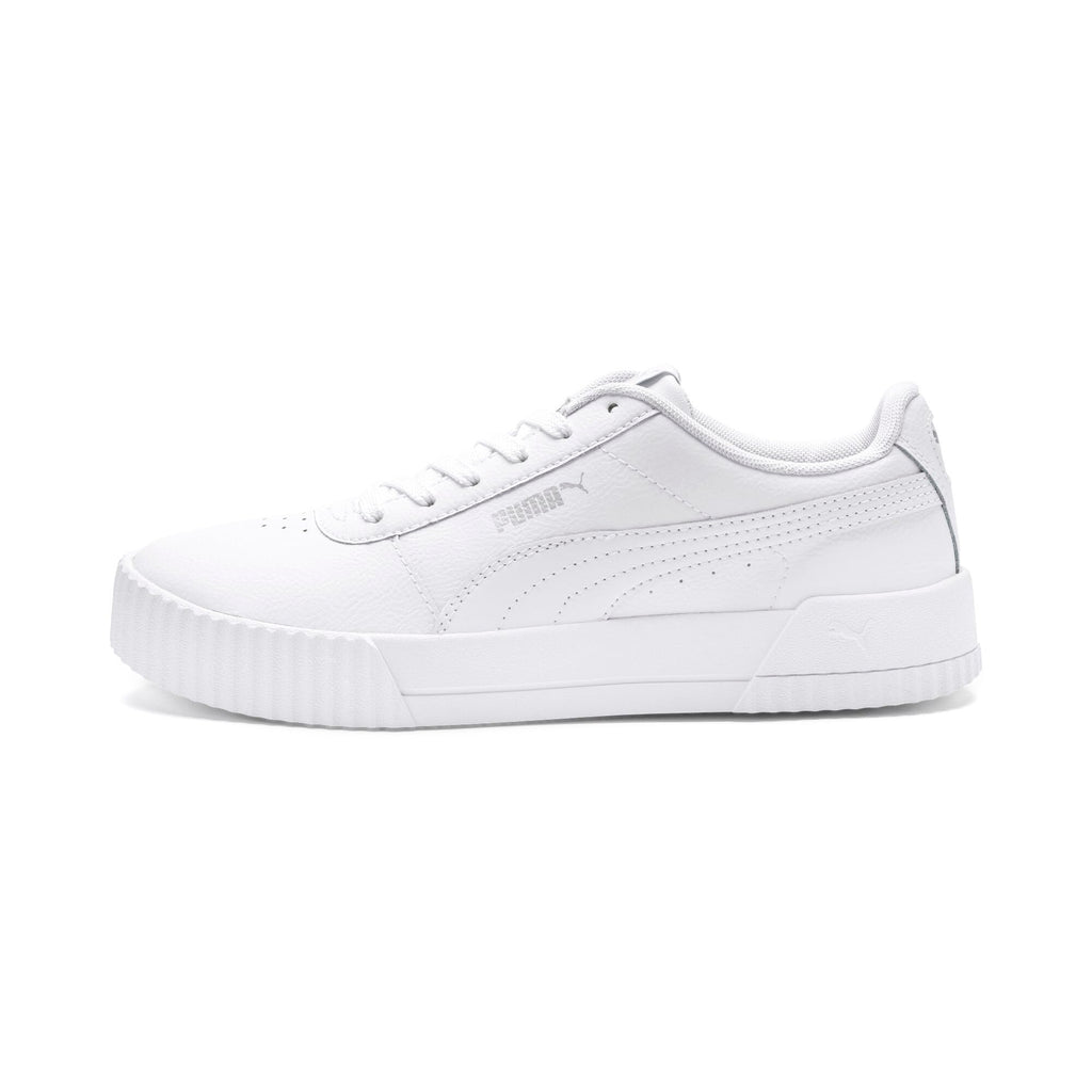 PUMA womens Carina Sneaker, Puma White-puma White-puma Silver, 9.5 US