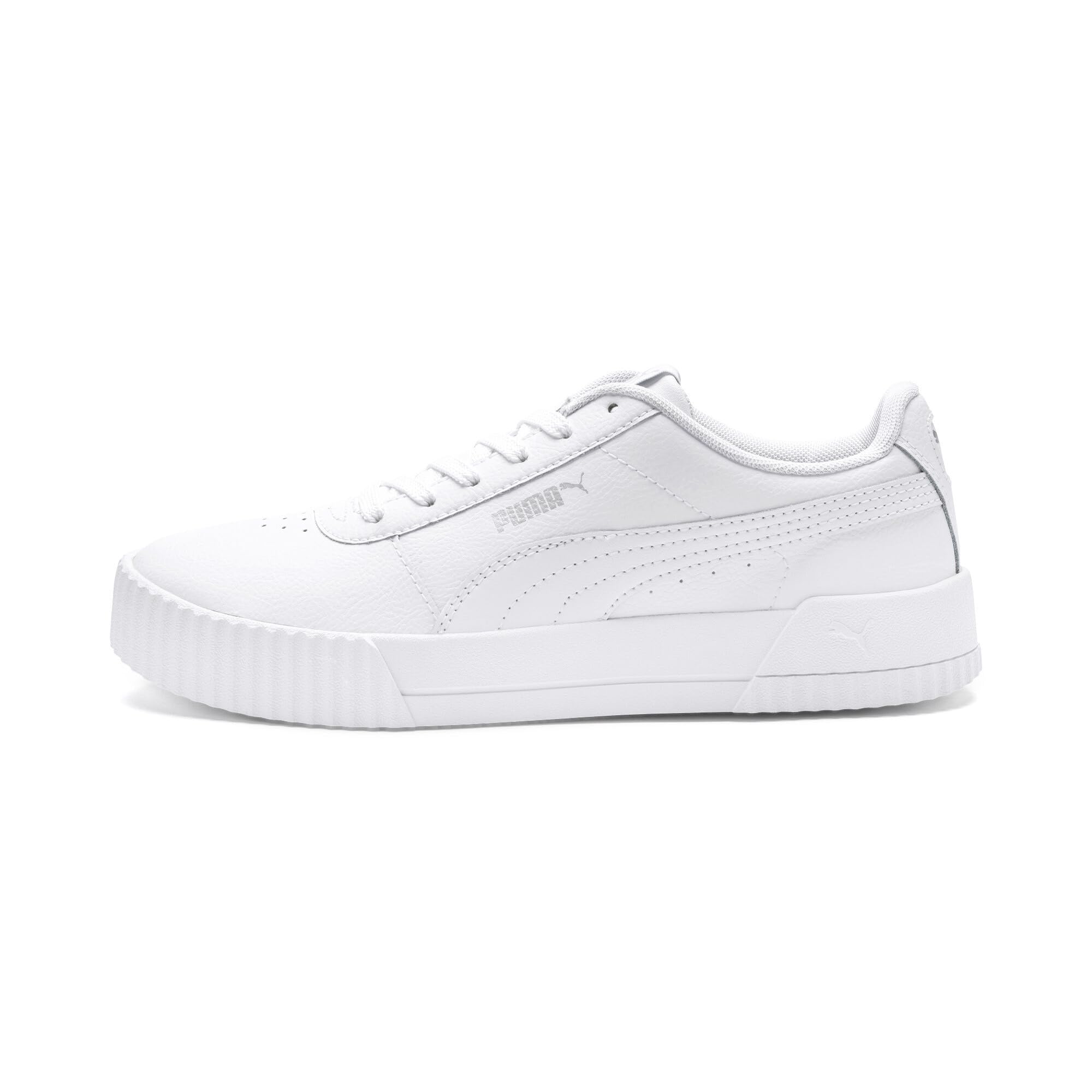 PUMA womens Carina Sneaker, Puma White-puma White-puma Silver, 9.5 US