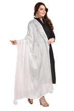 Fabme Womens Shimmer Embellished Soft Cotton Dupatta - White