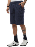 Bewakoof Mens Solid Oversized Fit Poplin Cargo Shorts_634300_Blue_XL