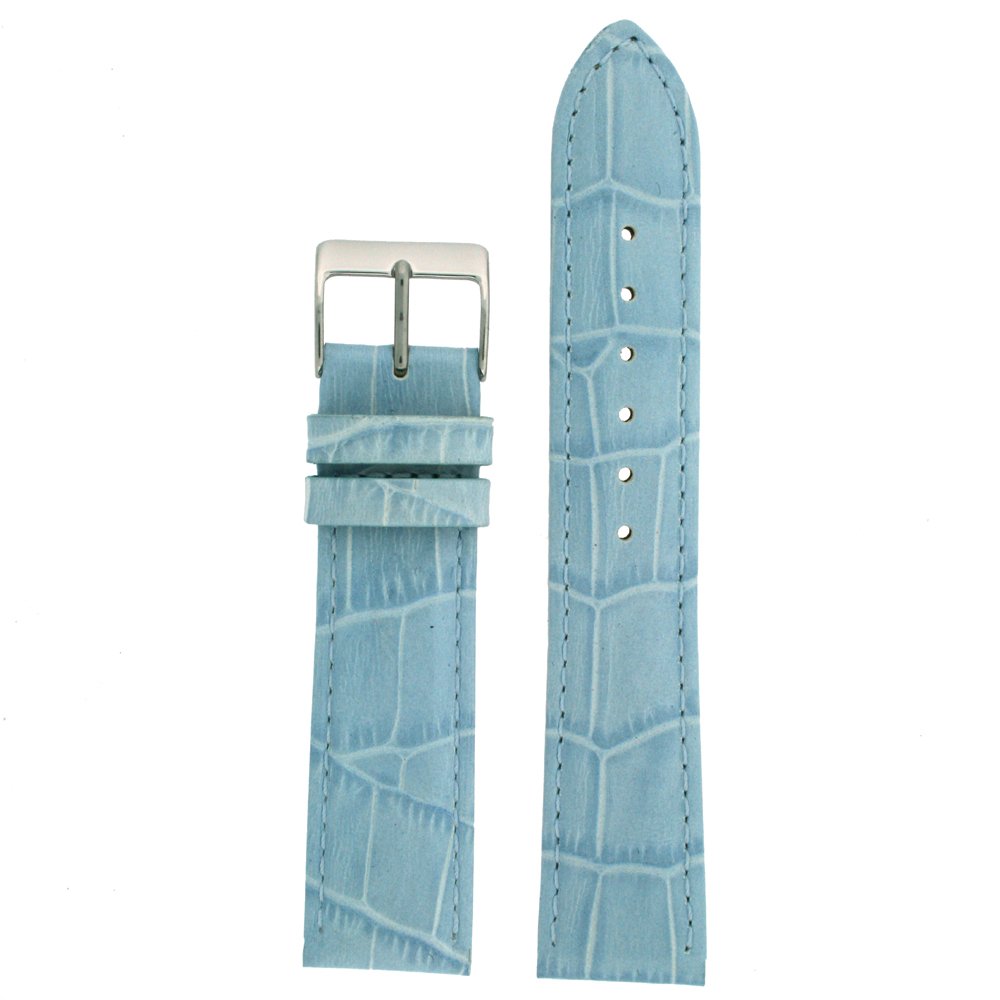 Watch Band Blue Genuine Leather Crocodile Grain 18 millimeter Tech Swiss