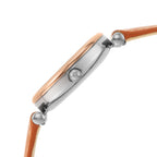 Fossil Women's Carlie Mini Quartz Stainless Steel and Leather Watch, Color: Rose Gold/Silver, Luggage (Model: ES4701)