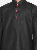 Jbn Creation Boys Black Cotton Blend Kurta Pyjama And Cap Set